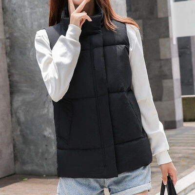

Roseonmyhand Women Solid Short Outerwear Cotton Jackets Pocket Loose Hooded Vest Coats
