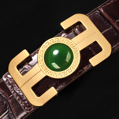 

High-grade belt mens leather suede leather mens casual business belt mens jade plate buckle belt gift