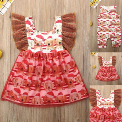 

Toddler Xmas Christmas Baby Girl Clothes Jumpsuit Romper Tultu Dress Outfit