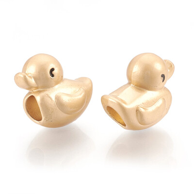 

Alloy Enamel European Beads Large Hole Beads Matte Style Duck Matte Golden 16x145x10mm Hole 4mm