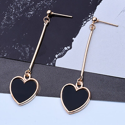 

Love Silver Plated Heart Shape Dangle Crystal Long Chain Earrings Jewelry
