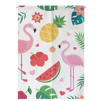 

Nordic Style flamingo KitchenDoor Curtains Curtains For Living Room Cafe Cotton Linen Half Open Door Valance Short Curtains