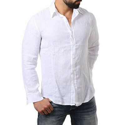 

Fasion Men Summer Casual Dress Shirt Mens Solid Color Long Sleeve Shirts Tops