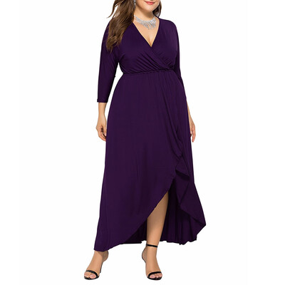 

Women\s Deep V Sexy Solid Color Split Swing More Colors Plus Size Dress