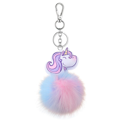 

Free Shipping Horse Charms Plush Phone Case Straps Animal Cartoon Rabbit Fur Like Key Chain Poms Ball Pendant Car Keychains Toys