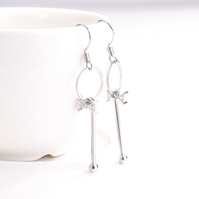 

New Personality Wild Zircon Long Bow Earrings