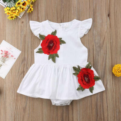 

Toddler Baby Kid Girl Princess Party Wedding Tutu Lace Flower Tulle Romper Dress
