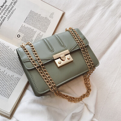

Qiao Bani 2019 new European&American style fashion simple solid color lock flip cover bag shoulder diagonal trend handbags
