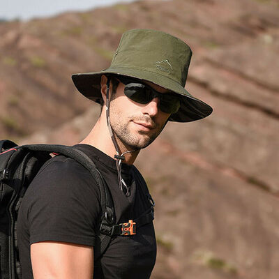 

Mens Sun Hat Bucket Fishing Hiking Cap Wide Brim UV Protection Hat Summer