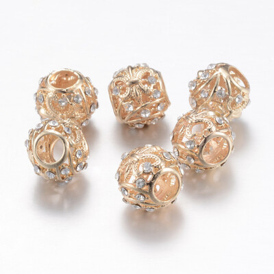

Alloy Rhinestone European Beads Large Hole Beads Rondelle with Fleur De Lis Light Gold 11x95mm Hole 455mm