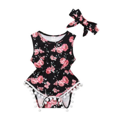 

Summer Newborn Baby Girl Clothes Floral Romper Bodysuit Jumpsuit Outfit 2PCS Set