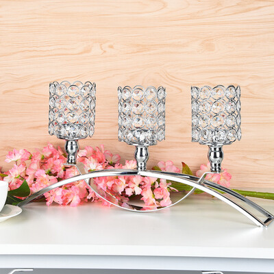 

Siaonvr Three Crystal Candlestick WeddingFestivalPlot Man Gift Ornament Silver