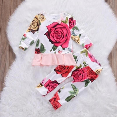 

Newborn Toddler Kids Baby Girls Outfits Clothes T-shirt Top DressPants 2PCS Set