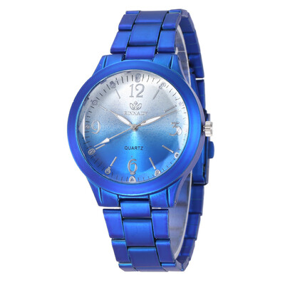 

Gradient dial steel belt fashion digital ladies watch simple student watch