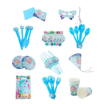 

Greensen 16PCS Disposable Paper Plate Birthday Cake Knives Forks Dinnerware Set