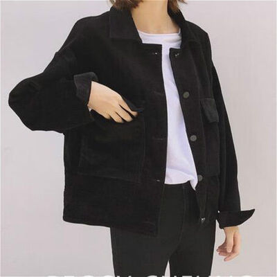 

Women Corduroy Jacket Top Shirt Coat Casual Vintage Oversize Loose Fashion Retro