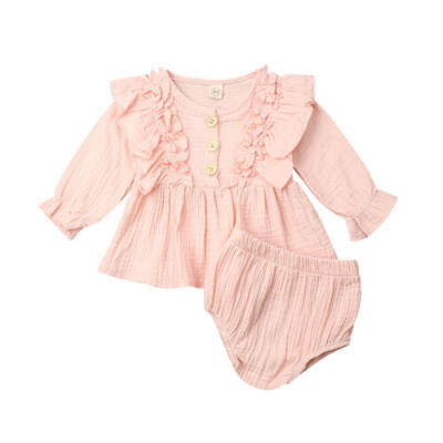 

Newborn Infant Baby Girl Ruffle Tops Dress Shorts Pants 2Pcs Outfits Set Clothes