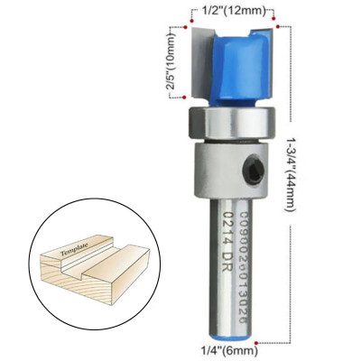 

14 Shank Straight Flute Flush Trim Pattern Router Bit Cutter Top Bearing Hot