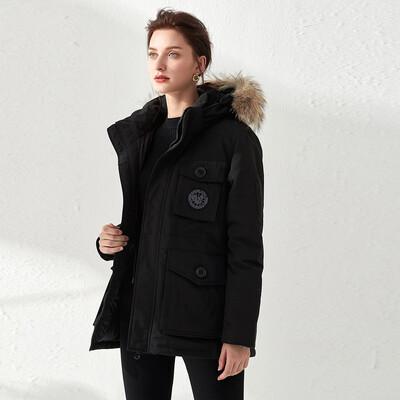 

Roseonmyhand Women Winter Large Size Long Casual Down Jacket Faux Collar Loose Thick Coat