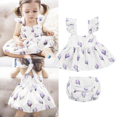 

Fashion Neborn Baby Girl Flower Party Princess Wedding Dress Short Pants Clothes Set