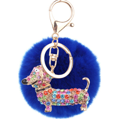 

Cute Keji Keychain Diamond Cartoon Puppy Keychain Gift Rex Rabbit Fur Plush Ball Jewelry
