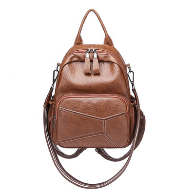

Waterproof PU soft leather backpack with shoulder bag