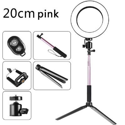 

DC5V 5W 64 LED Ring Light Round Selfie Camera Lamp with Telescopic Tripod Cellphone Holder BT Connected Remote Control 160MM Dia