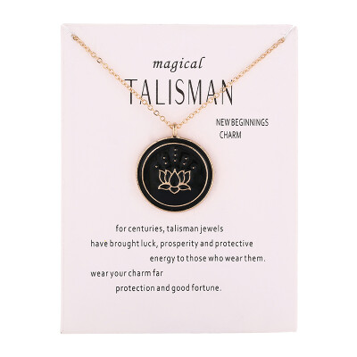 

Fashion Jewelry Magical Talisman Series Glaze Enamel Drop Lotus New Beginings Charm Pendant Necklace For Women