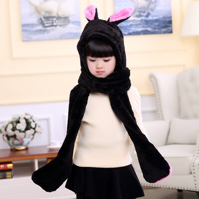 

Korean childrens autumn&winter new plush multi-function cartoon embroidery scarf men&women baby thick warm hat around