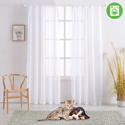 

Bladies bamboo plain window screen Sheer Curtains 84 Inch Length 4660