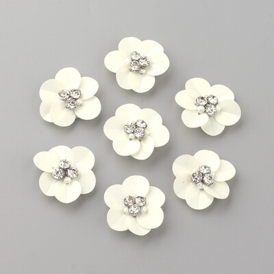 

Handmade Paillette Ornament Accessories with Rhinestones&Fabrics Pads Flower Beige 2425x2223x7mm
