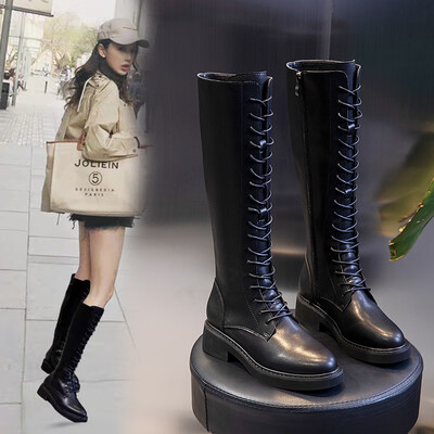 

Autumn&winter new British wind womens boots retro wild thick with boots women high to help