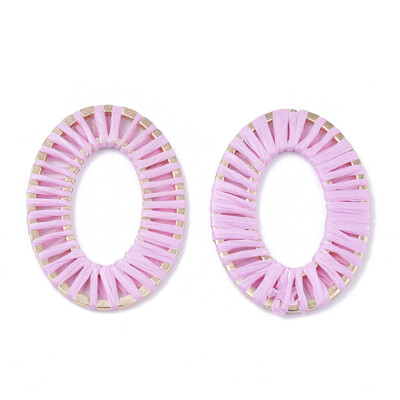 

Handmade Raffia Woven Linging Rings with Alloy Findings Oval Ring Light Gold PearlPink 48x34x2mm Inner Diameter 285x155mm