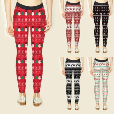 

Womens Fashion Xmas Christmas Pants Yoga Leggings Warm Stretch Casual Trousers