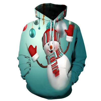 

Toponeto Christmas Couples Cap And Long-Sleeved Jacket 3D Printed Long-Sleeved Cap Coat