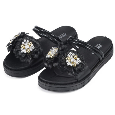 

Rose Womens Flower Thick-Soled Sandals Open-Toe Slippers Wear Casual Beach Shoes