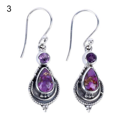 

Vintage Women Colored Glaze Hook Earrings Faux Gem Inlaid Eardrops Lady Jewelry