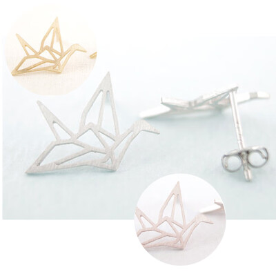 

Jisensp New Fashion Wholesale Jewelry Wild Origami Crane Earrings for Women Vintage Cute Animal Bird Stud Earrings Pendientes