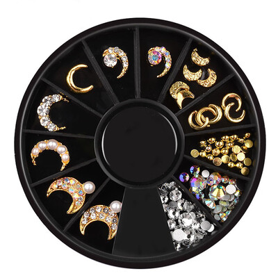

Toponeto 12 Kinds Star Moon Rivet Manicure Trays Sheet Metal Electroplating Nail Strips
