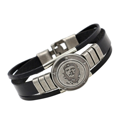 

New Simple Leather Bracelet Men Jewelry Fashion Avatar Bracelet Male Wristband Punk Style Black Unisex