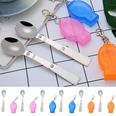 

Stainless Steel Folding Cutlery Set Knife Fork Spoon Tool Camping Hiking Utensil