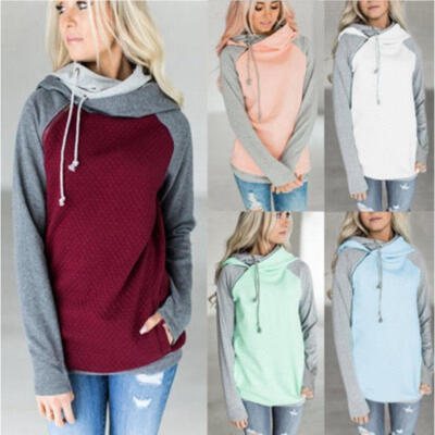 

New Women Hoods Sweatshirt Womens Casual Long Sleeve Hooded Sweathirts Double Tops Blouse