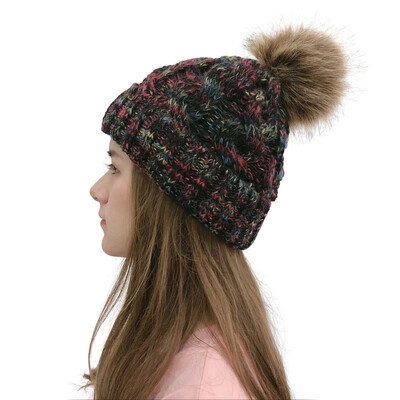 

Tailored Women Casual Multicolor Outdoor Plush Ball Hats Crochet Knit Beanie Cap