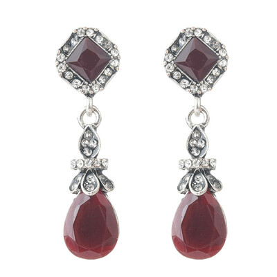 

Vintage Rhinestone Inlaid Rhombus Long Dangle Eardrop Banquet Cocktail Earrings