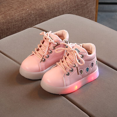 

2019 new Kids PU Material Fashion Toddler Soft Bottom Shoes Star Pattern Baby Girl Cute Lace-up Sports Shoes 0-18M X2
