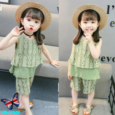 

2PCS Baby Girl Kids Summer Toddler Outfits Clothes T-shirt TopsShorts Pants Set