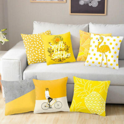

Throw Decorative Yellow Pillow Cases Polyester Sofa Solid Cushion Cover New
