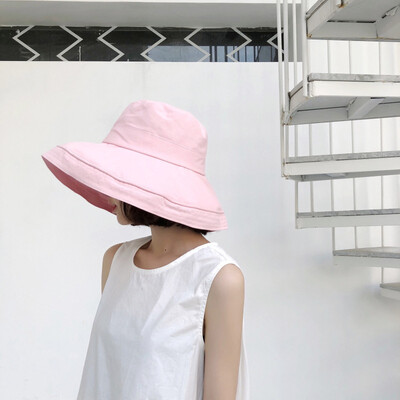 

Sunshade-cap womens summer fish&fu hat large-along solid-color Japanese-style basin cap sun-cap sun-proof