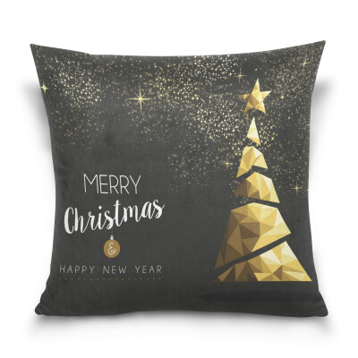 

ALAZA Throw Pillow Cover 16 X 16 inch Christmas Gift Cushion Cover with Golden Triangle Tree Printed Pillowcase