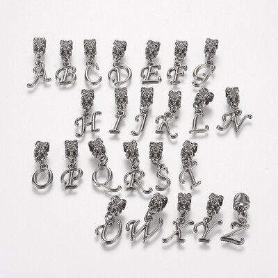 

Alloy European Dangle Beads Large Hole Pendants Alphabet Pendant Gunmetal Mixed 2430mm Hole 5mm